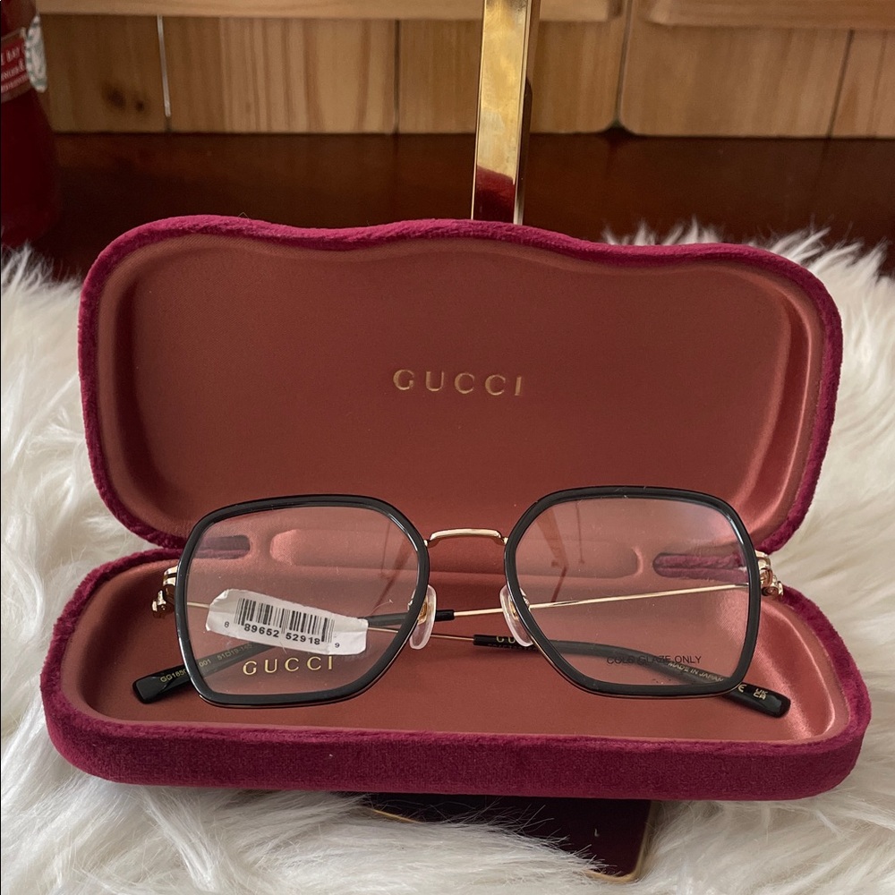 Gucci Prescription Eyeglasses in Gradient Square with Gold Accents